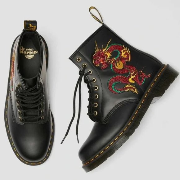 Dr. Martens Other - Dr. Martens Leather Dragon Embroidered Lace Up Boots Women’s 11 Men’s 10